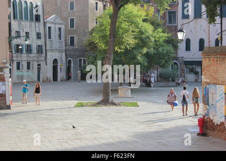 Un seul arbre dans l'ancien ghetto juif, Venise, Italie Banque D'Images