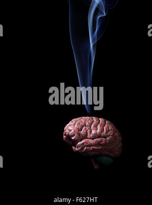 Portrait de la fumée s'élevant du cerveau humain Banque D'Images