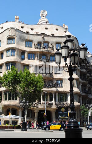 Bâtiment moderniste Casa Milla par Antoni Gaudi, Barcelone, Espagne Banque D'Images