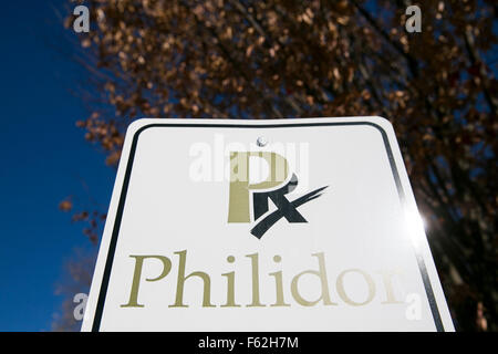 Un logo affiche à l'extérieur du siège de Philidor RX Services, LLC, à Hatboro, New York le 8 novembre 2015. Banque D'Images