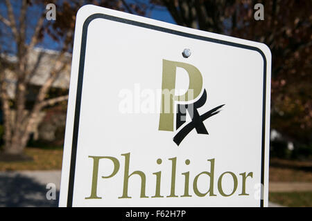 Un logo affiche à l'extérieur du siège de Philidor RX Services, LLC, à Hatboro, New York le 8 novembre 2015. Banque D'Images