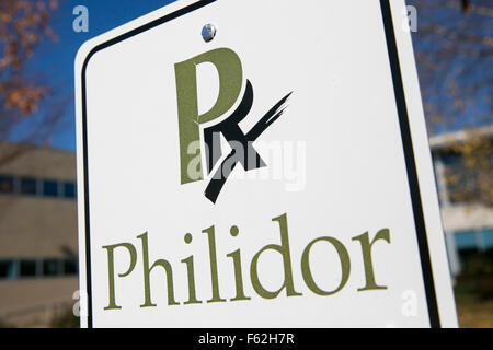 Un logo affiche à l'extérieur du siège de Philidor RX Services, LLC, à Hatboro, New York le 8 novembre 2015. Banque D'Images