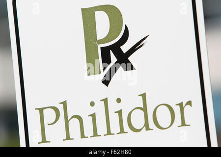 Un logo affiche à l'extérieur du siège de Philidor RX Services, LLC, à Hatboro, New York le 8 novembre 2015. Banque D'Images