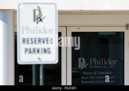 Un logo affiche à l'extérieur du siège de Philidor RX Services, LLC, à Hatboro, New York le 8 novembre 2015. Banque D'Images