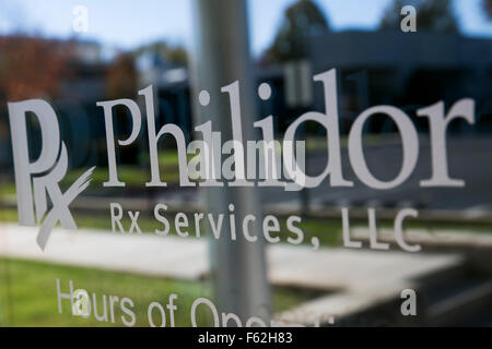 Un logo affiche à l'extérieur du siège de Philidor RX Services, LLC, à Hatboro, New York le 8 novembre 2015. Banque D'Images