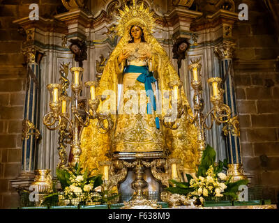 Vierge Marie flottent dans la Cathédrale de Jerez de la Frontera Andalousie Espagne Banque D'Images