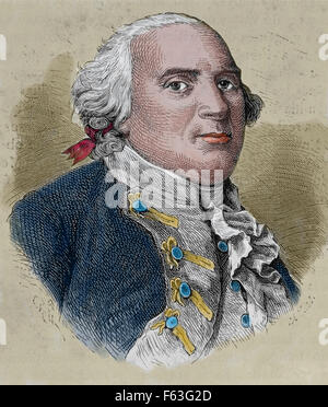 Frédéric-guillaume II (1744-1797). Roi de Prusse. Portrait. La gravure. 19e siècle. De couleur. Banque D'Images