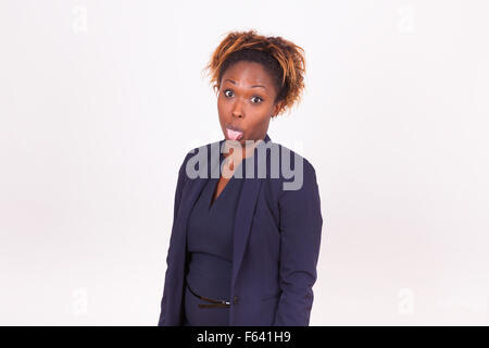 Business Woman sticking tongue out Banque D'Images