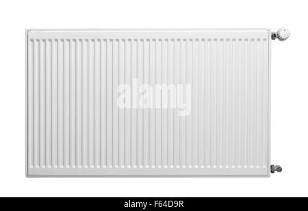 Radiateur de chauffage avec thermostat isolated on white Banque D'Images