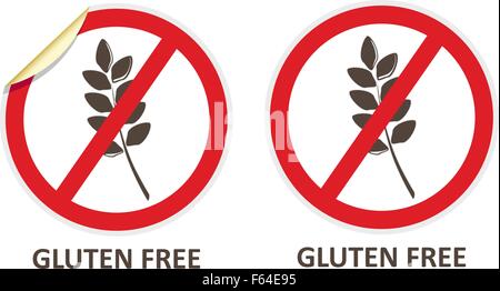 Gluten Free vector autocollants et des icônes pour les produits sans allergènes Illustration de Vecteur