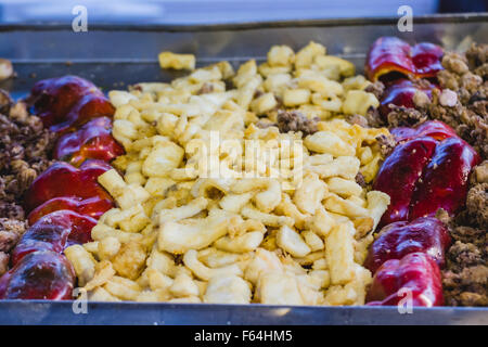 Les plaques de la cuisine méditerranéenne, une cuisine européenne, foire médiévale en Espagne Banque D'Images