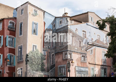 Illusion d'optique fait Mad'Art Concept.Agde,France,France,fresque trompe-l'oeil,street,art,chambre, Banque D'Images