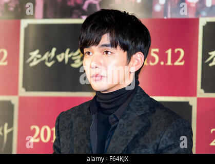 Yoo Seung-ho, Nov 11, 2015 : l'acteur sud-coréen Yoo Seung-ho assiste à une présentation presse pour son nouveau film, "Le Magicien de Joseon" à Séoul, Corée du Sud. © Lee Jae-Won/AFLO/Alamy Live News Banque D'Images