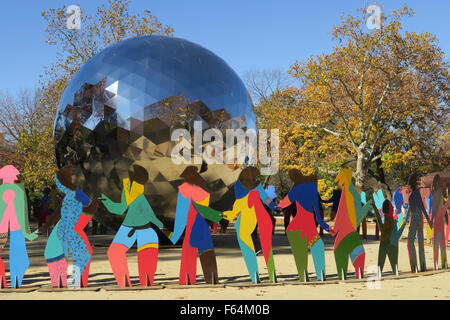 Univers éclairé, 70e anniversaire de l'Organisation des Nations Unies, Central Park à l'automne, NEW YORK, USA Banque D'Images