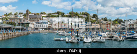 Panorama du port et du port de plaisance de Torquay, Torbay, Angleterre, Royaume-Uni Banque D'Images