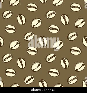 Les grains de café croquis en style vintage, vector pattern transparente Illustration de Vecteur