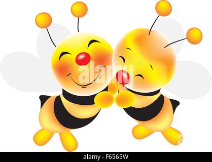 Vector illustration d'accolade d'abeilles mignon Illustration de Vecteur