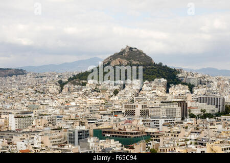 Grèce, Athènes, vue de la ville depuis la colline de l'Acropole Banque D'Images