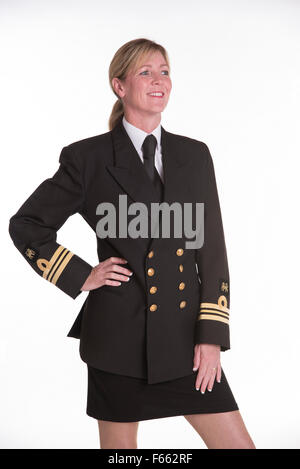 Commandant Lt femme en uniforme d'officier de marine Banque D'Images