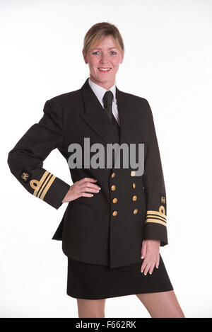 Commandant Lt femme en uniforme d'officier de marine Banque D'Images