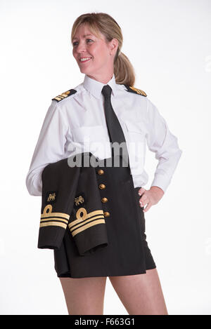 Commandant Lt femme en uniforme d'officier de marine Banque D'Images