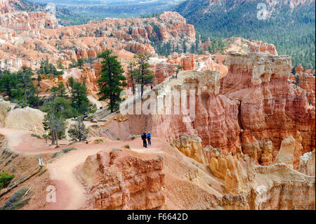 Les randonneurs de Queen's Garden Trail, Bryce Canyon National Park, Utah. Banque D'Images