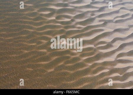 Vue aérienne de sable ondulé dans les bas fonds vaseux sous-marine Banque D'Images
