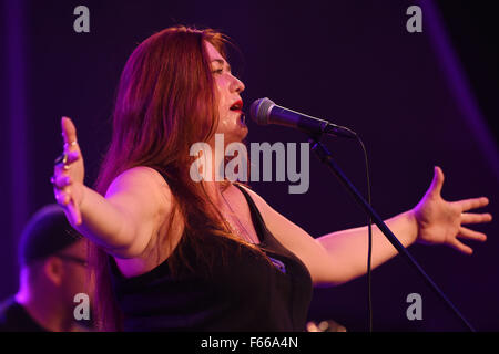 Sumperk, République tchèque. 12Th Nov, 2015. Jan Galach Band de Pologne et singer Karolina Cygonek effectue dans le Blues Alive festival à Sumperk, République tchèque, le 12 novembre 2015. © Ludek Perina/CTK Photo/Alamy Live News Banque D'Images