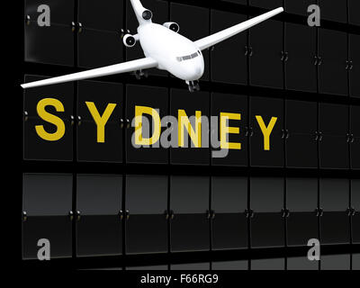 Moteur de rendu 3d image. Les départs de l'aéroport d'Australie. Voyage à Sydney Banque D'Images