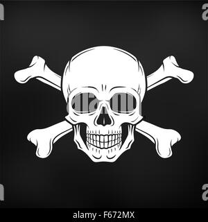 Le mal qu'il crâne vecteur. Jolly Roger avec logo mort modèle. La mort t-shirt design sur fond noir. Insigne Pirate concept. Icône Poison illustration. Illustration de Vecteur