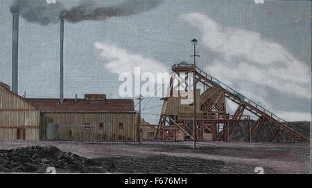 Diamond Mine. L'Afrique du Sud. Kimberley. La gravure. 19e siècle. La couleur. Banque D'Images