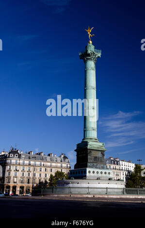 La place de la bastille,'juillet',colonne commémorant la révolution de juillet 1830,Paris Banque D'Images