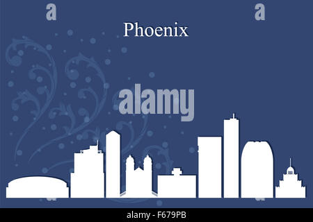 Phoenix City skyline silhouette sur fond bleu Banque D'Images