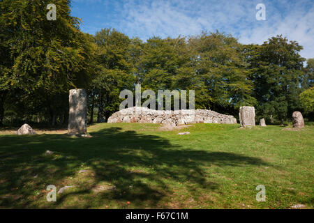 À la NE à entrée de Clava passage ne tombe, Inverness, entouré de menhirs. Partie d'un linéaire de l'âge du Bronze cemetery  +/- 2000BC. Banque D'Images