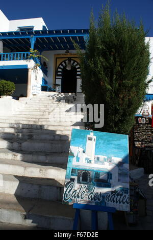 Café des Nattes, Sidi Bou Saïd, Tunisie Banque D'Images