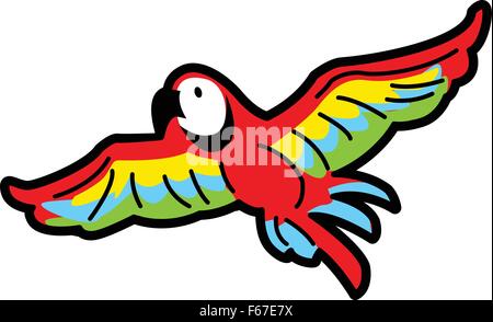 Flying Parrot Macaw tropicaux colorés Illustration de Vecteur