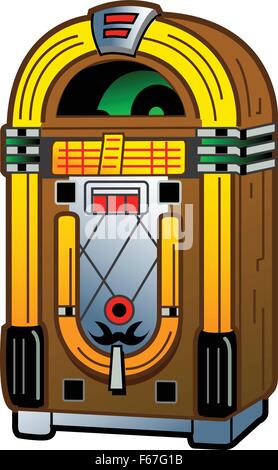 Cartoon Illustration d'un Jukebox Antique Vintage Illustration de Vecteur
