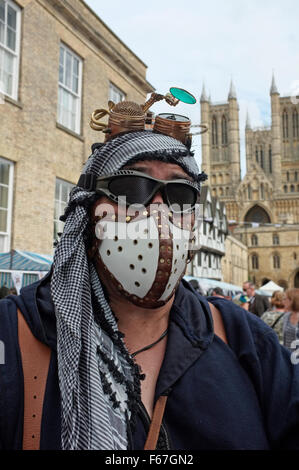 Participant au Festival Steampunk, Lincoln, Lincolnshire, Angleterre. Banque D'Images