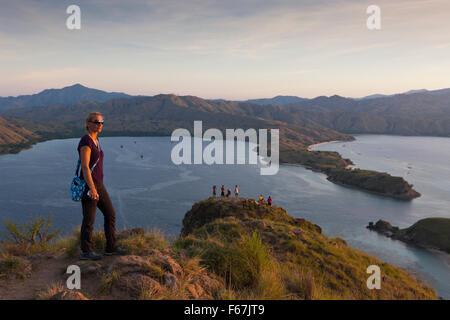 Vue sur la baie de Gili Lawa Darat, le Parc National de Komodo, Indonésie Banque D'Images