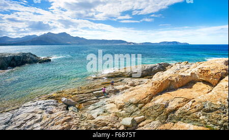 La côte près de Lumio, en Balagne, Corse, France Banque D'Images