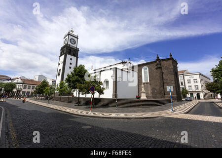 Eglise de Saint Sébastien, Igreja Matriz de Sao Sebastiao, à Ponta Delgada, São Miguel, Açores, Portugal Banque D'Images