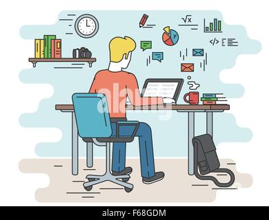 Student with laptop Illustration de Vecteur