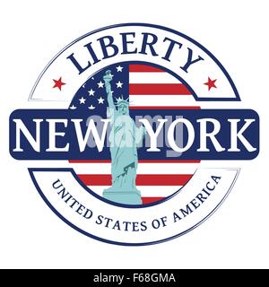 Timbres en caoutchouc avec Statue de la liberté et le mot New York Illustration de Vecteur
