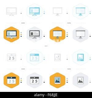 L'icône de bureau ordinateur design 4, présentation, calendrier, l'icône de l'image Illustration de Vecteur