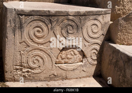 Un complexe de quatre temples construits à partir de 3250 BC avec coral calcaire était un complexe culturel d'un Mégalithe de la culture sur Malte. Banque D'Images