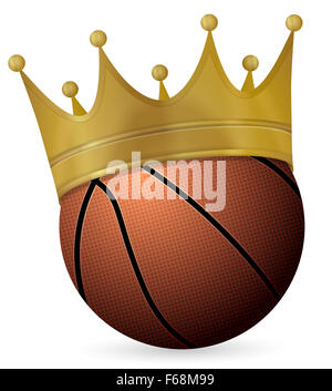 Ballon de basket-ball avec couronne sur un fond blanc. Vector illustration. Banque D'Images