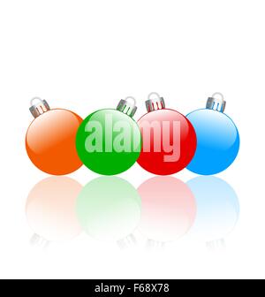 Boules de Noël avec réflexion Illustration de Vecteur