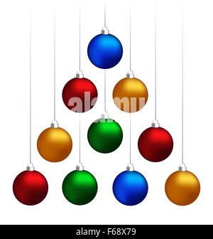 Boules de Noël suspendue comme sapin Illustration de Vecteur