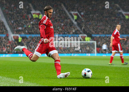 Old Trafford, Manchester, Royaume-Uni. 14Th Nov, 2015. Match de l'UNICEF pour les enfants. Go et NI XI versus le reste du monde XI. David Beckham en action : Action Crédit Plus Sport/Alamy Live News Banque D'Images