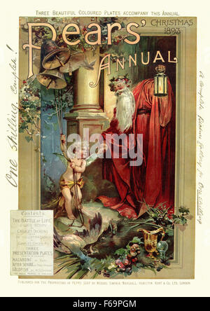 Couverture du Rapport annuel 1893 de Noël Poires, doté d''un Père Noël et de Cupidon une sonnerie de cloches de Peel Banque D'Images